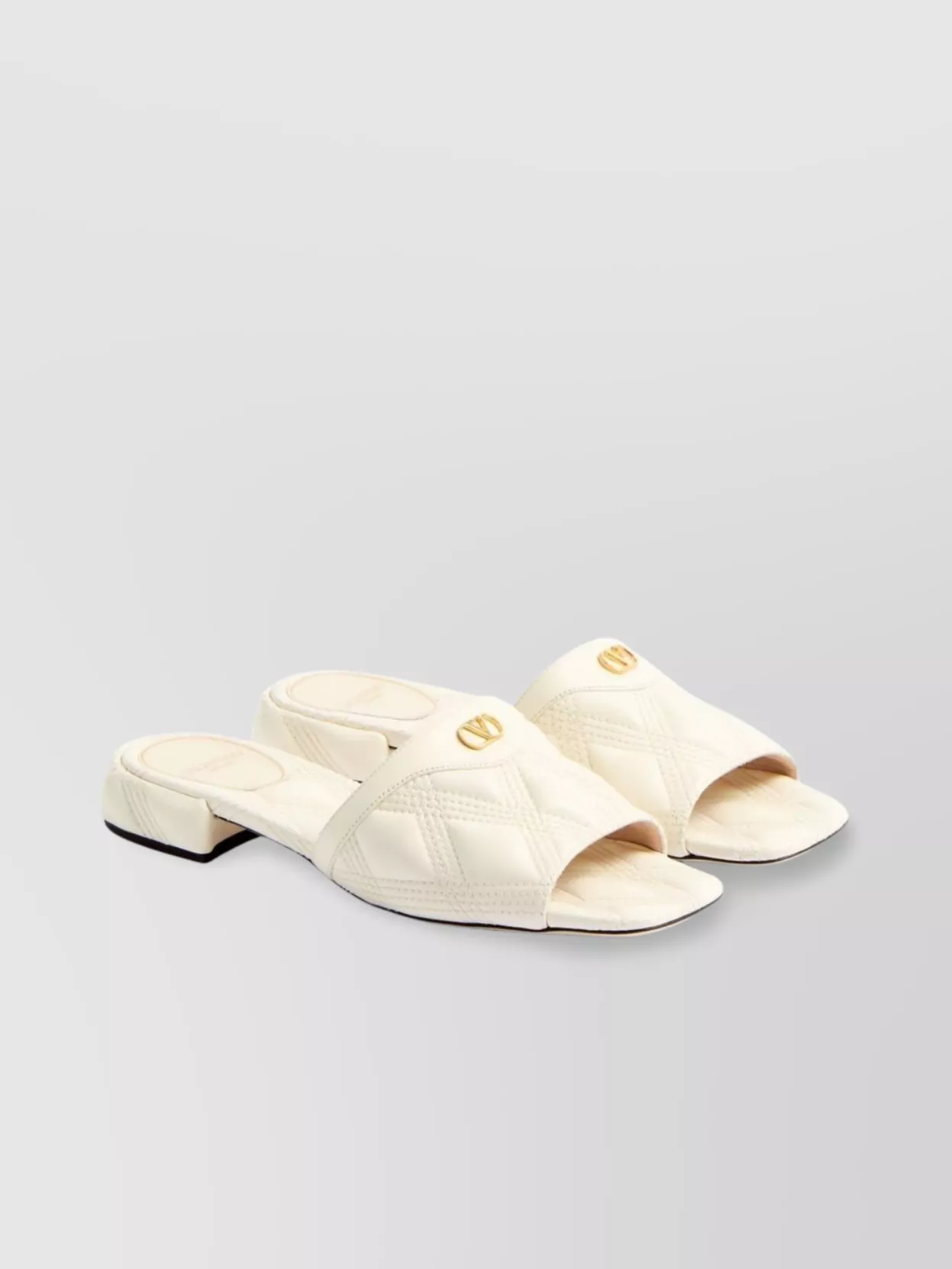 サンダル・ミュール Valentino Garavani Ivory Leather Foliefoliage Sandals Foliefoliage metallic leather mules in white - Valentino