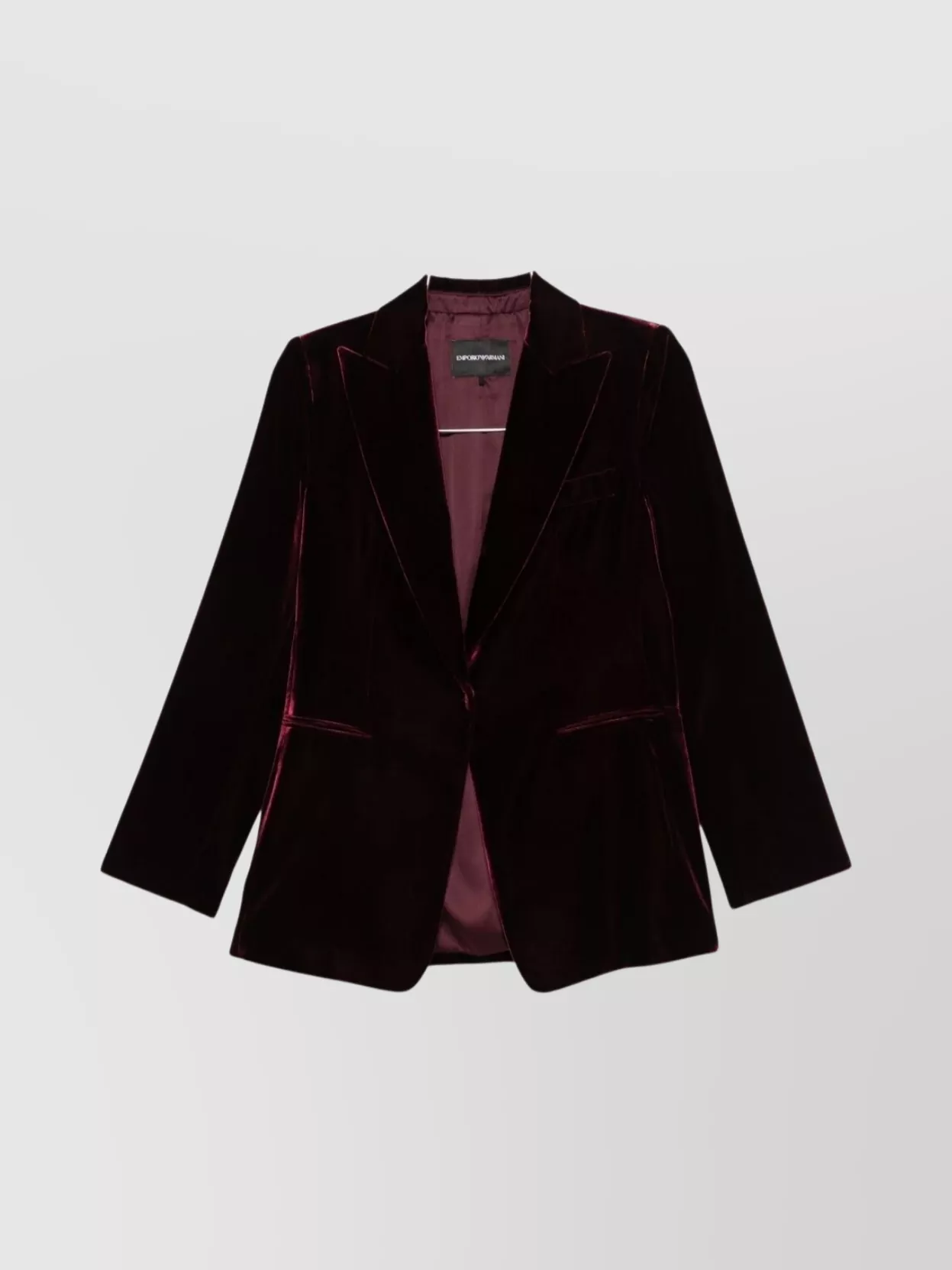 Emporio Armani Single-breasted Velvet Jacket Notch Lapels In Burgundy