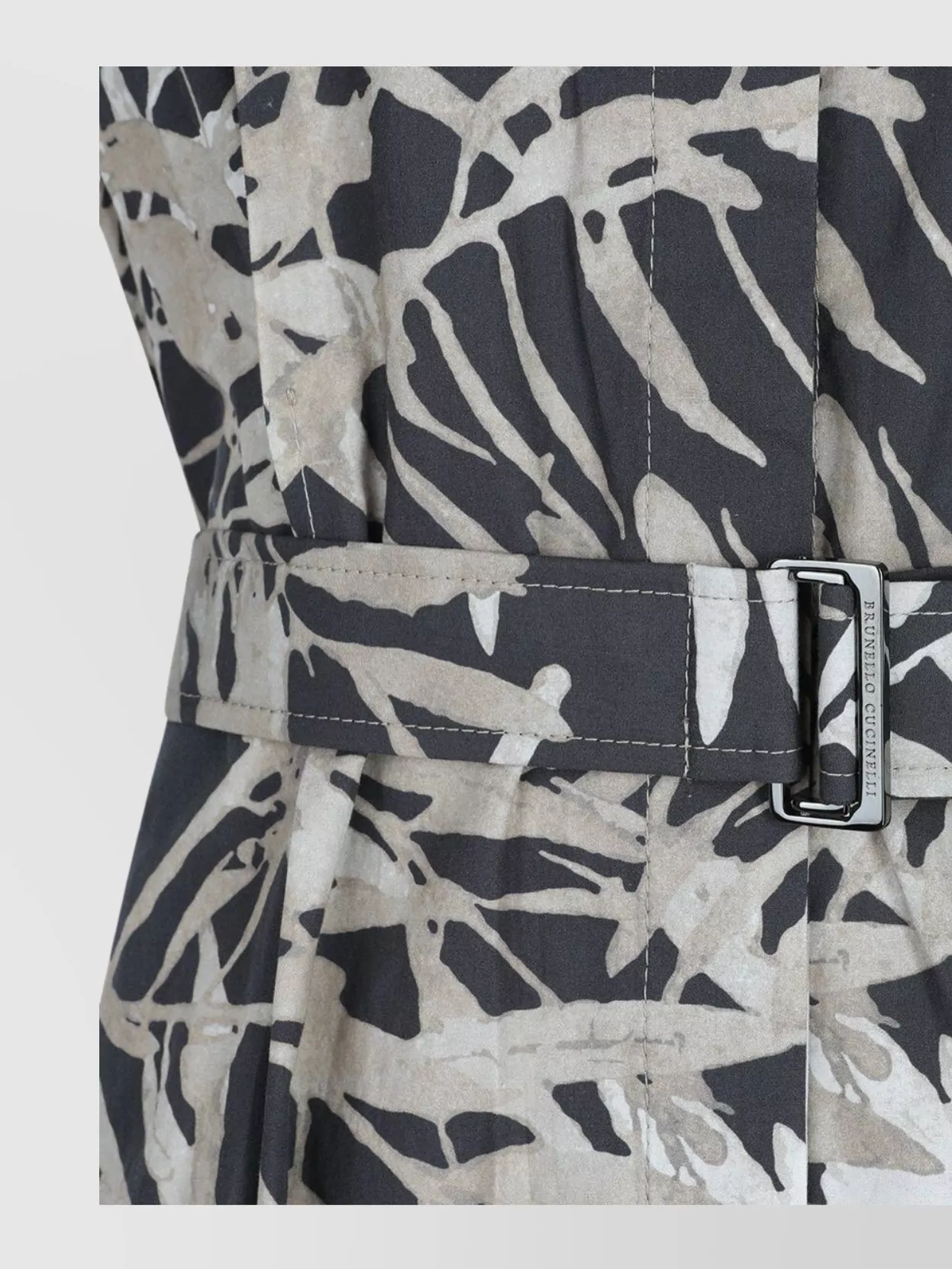 Brunello Cucinelli Waist Belted Sleeveless Full-Length Printed Button Dress