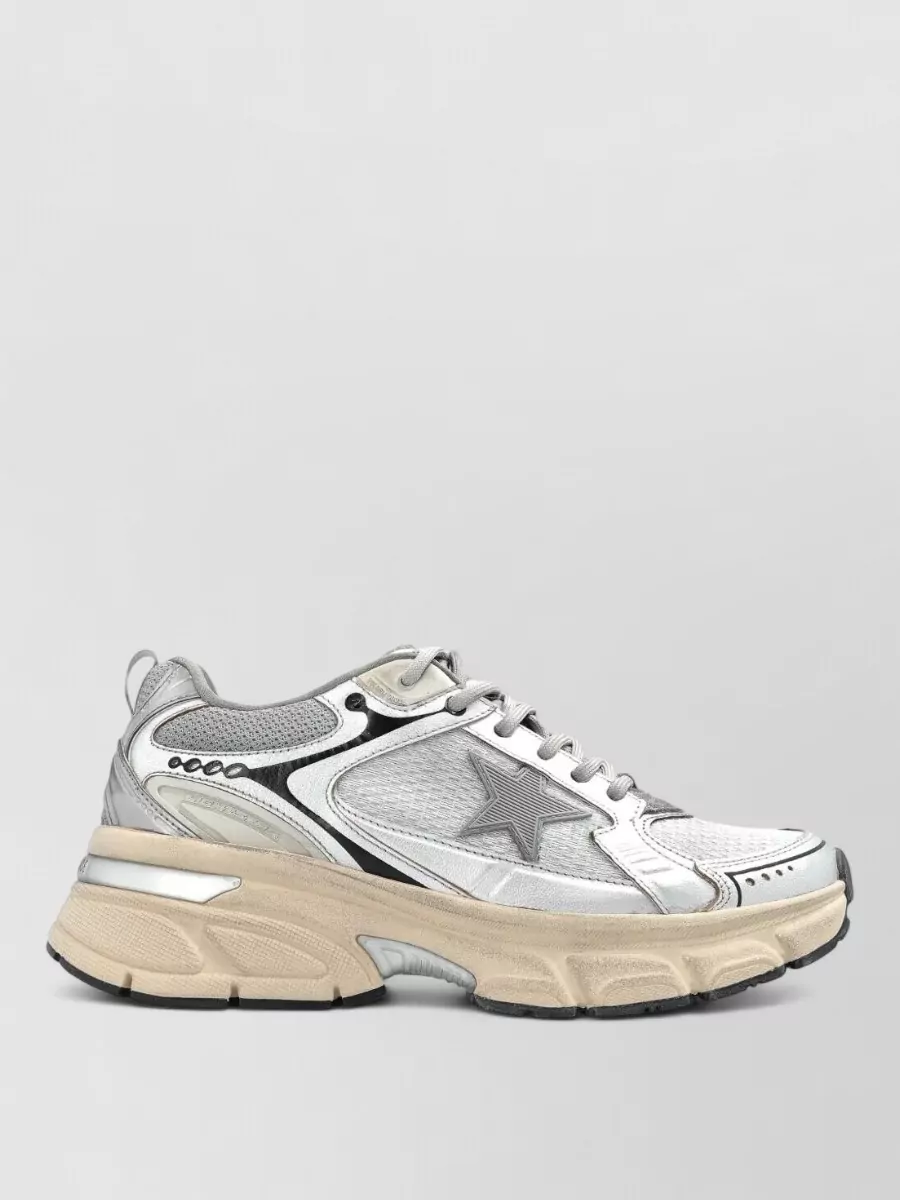 Golden Goose Lightstar Leather Mesh Sneakers Star Detail