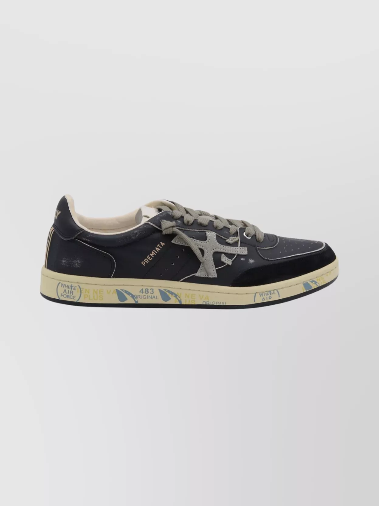 Premiata Casual Sneakers With Contrast Sole And Perforated Detailing