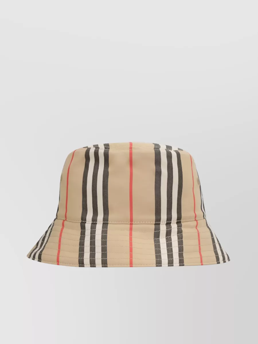 Shop Burberry Two-way Stripe Bucket Hat In Cream