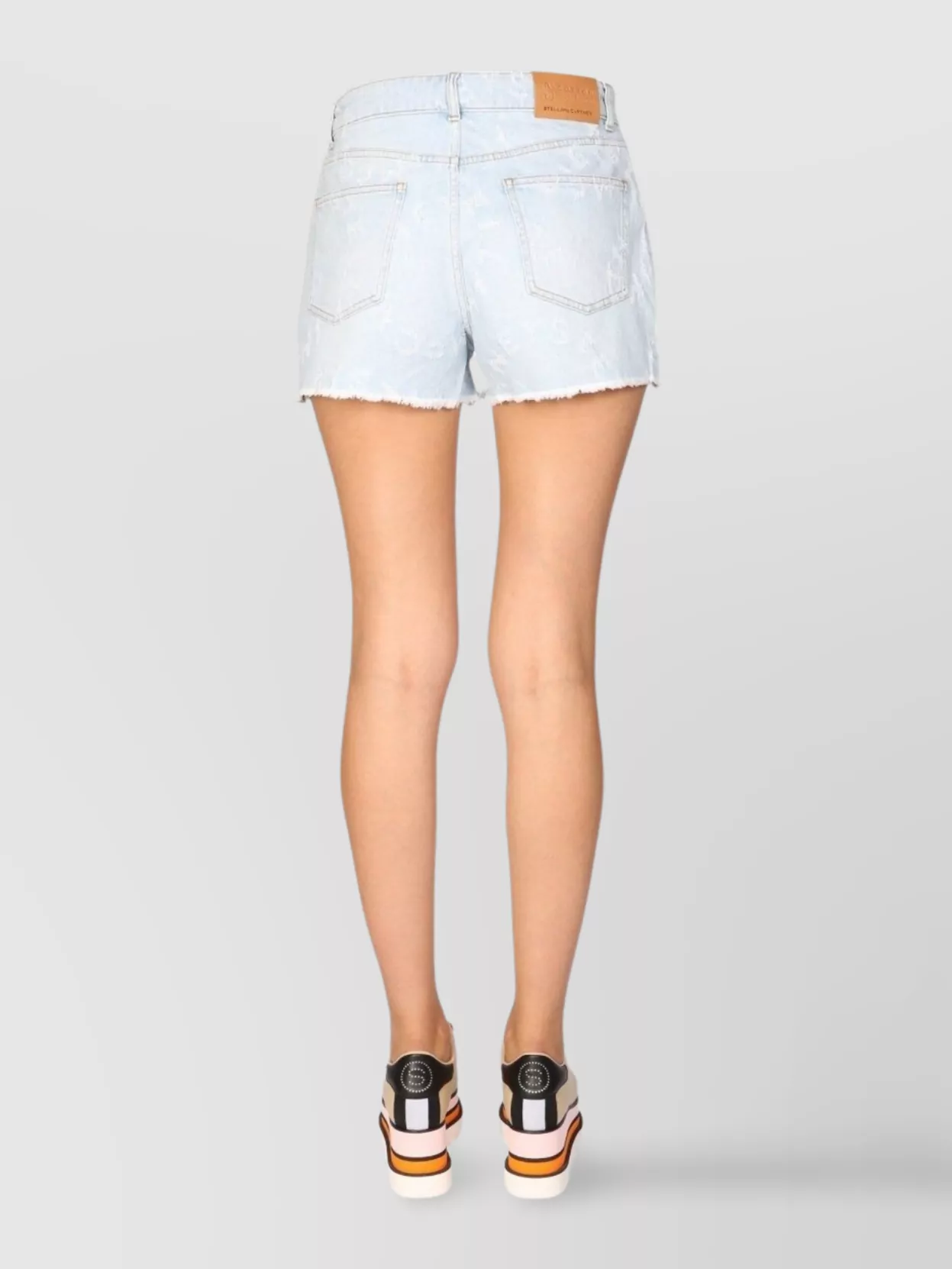STELLA MCCARTNEY DENIM SHORTS WITH BELT LOOPS AND FRAYED HEM
