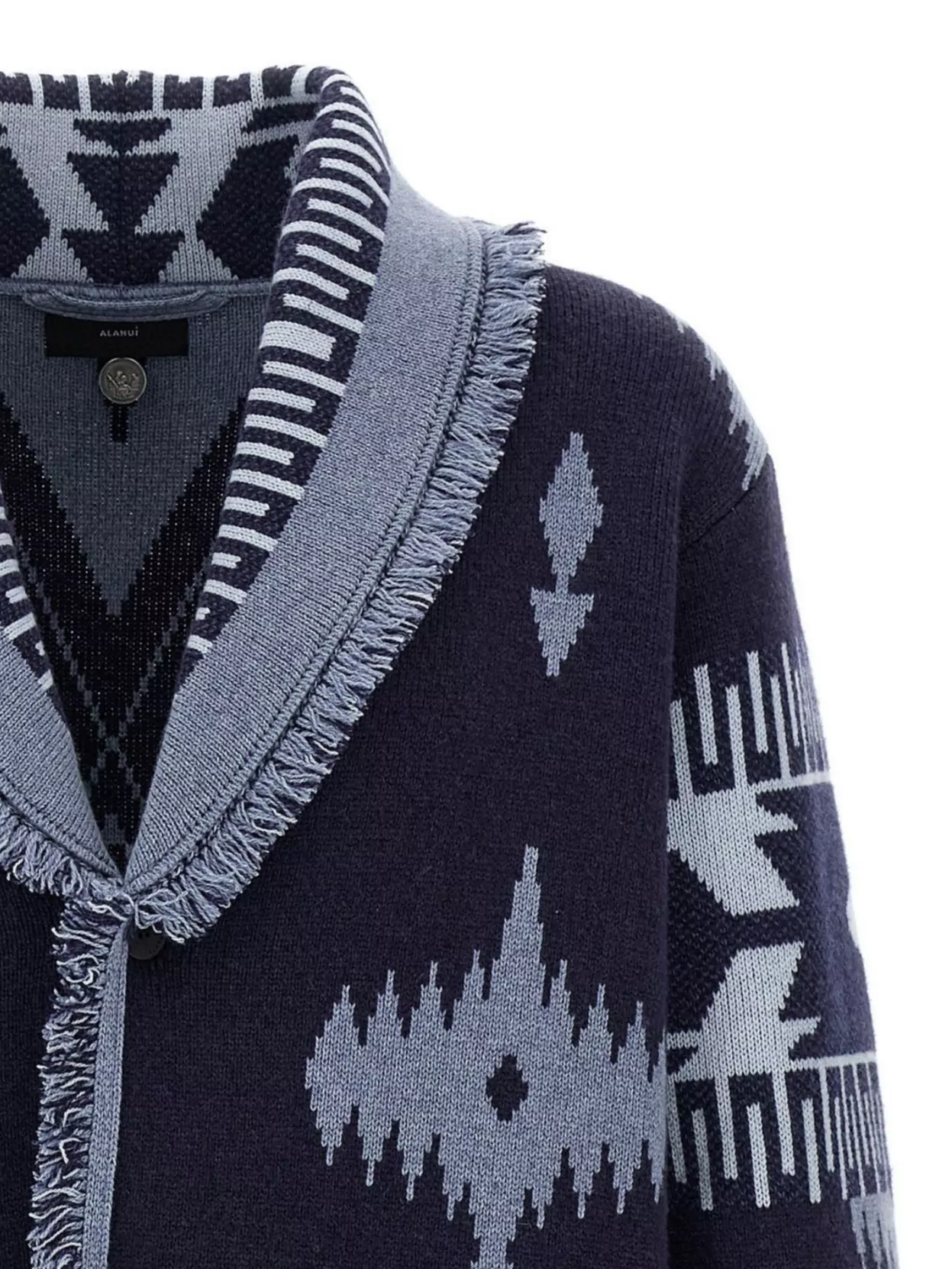 Alanui 'Geometric Shawl Collar Cardigan With Fringed Edges'