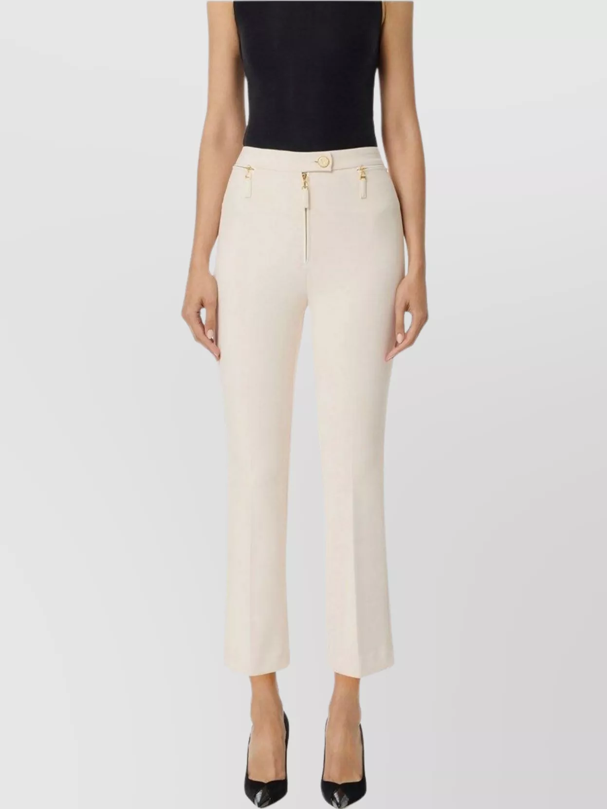 Elisabetta Franchi Stylish Trousers Featuring Gold-tone Hardware In Pink