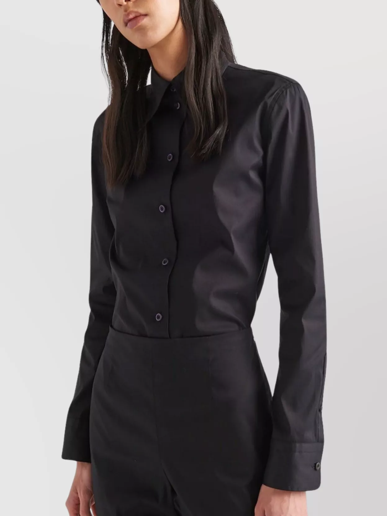 Prada Fitted Stretch Poplin Shirt With Long Sleeves