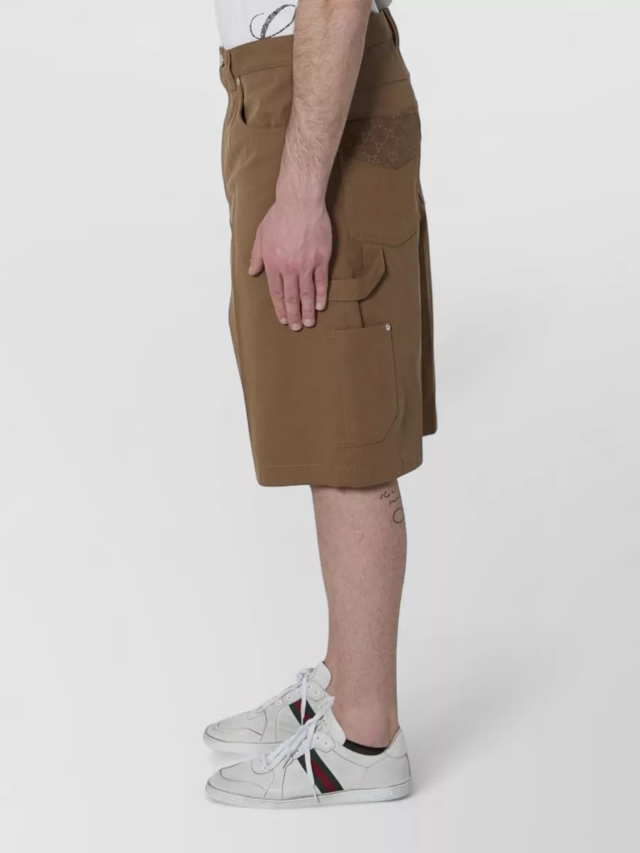 Gucci Denim Mid-Rise Wide-Leg Cargo Shorts