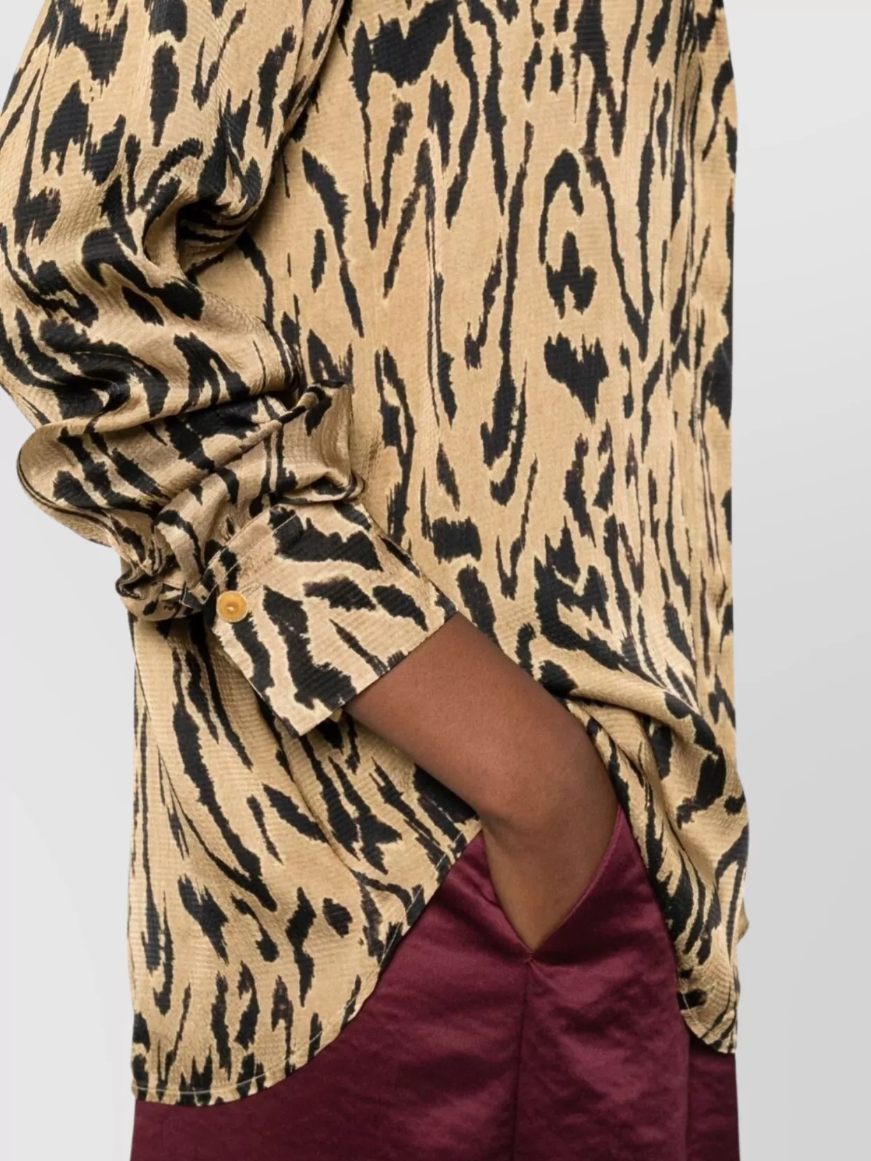 Forte Forte Long Sleeve Animal Print Button Down Top