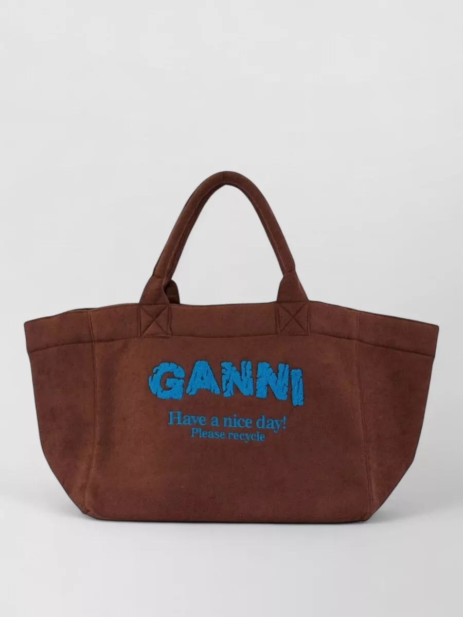 Ganni reversible xxl cotton beach bag