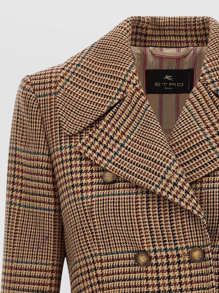Etro Wool Checked Double-Breasted Coat
