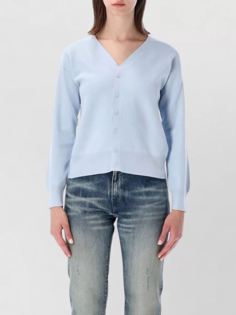 Mm6 Maison Margiela Cotton Ribbed V-Neck Cardigan