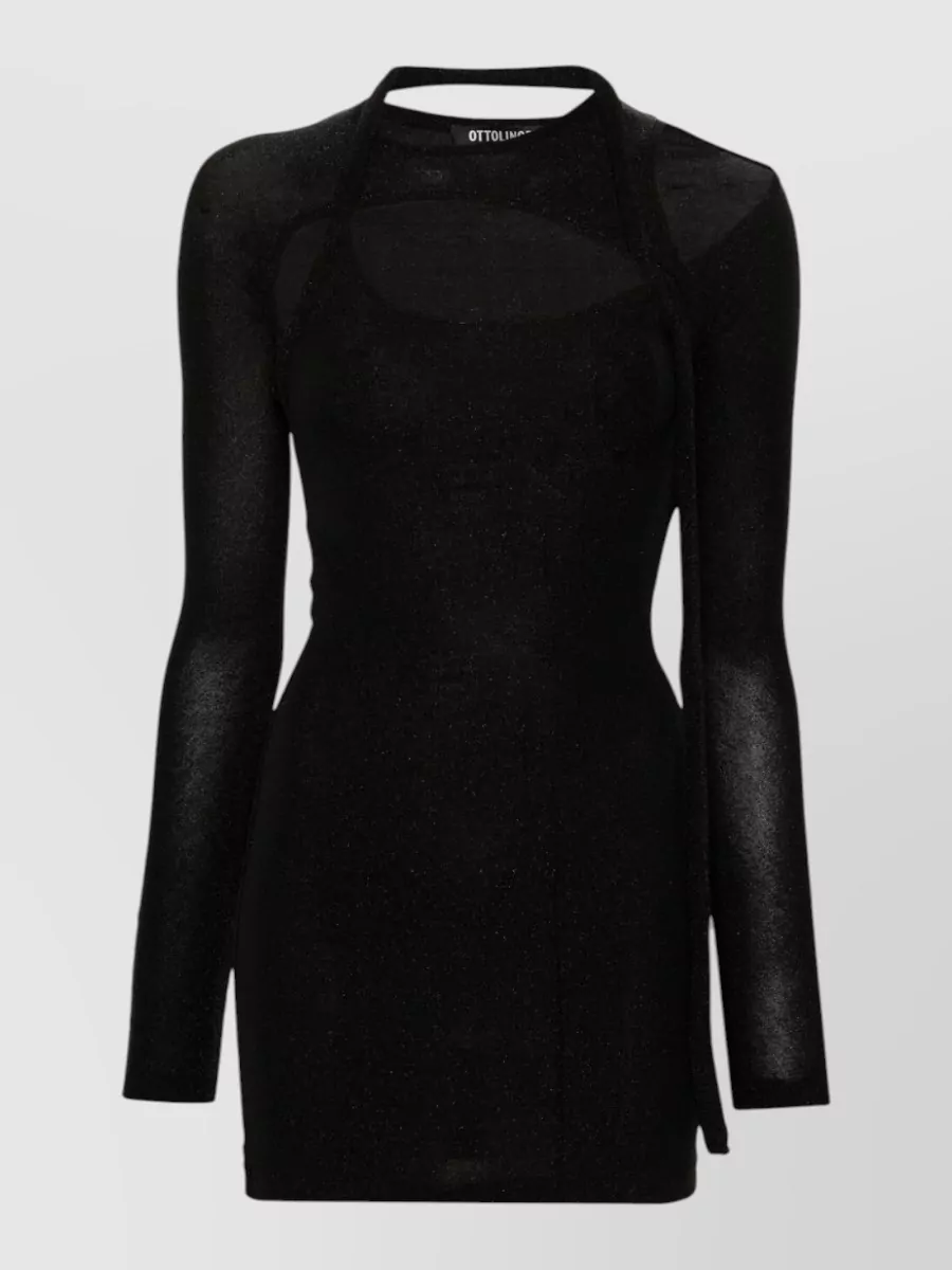 Ottolinger Metallic Stretch Cutout Long-Sleeve Mini Dress