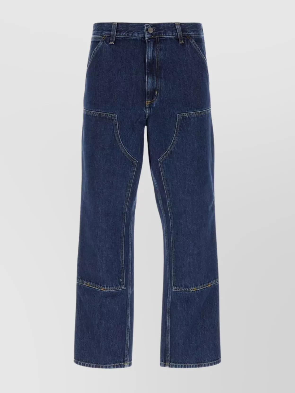 Shop Carhartt Double Knee Denim Trousers In Blue