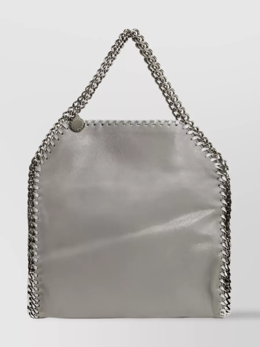 Shop Stella Mccartney Falabella Chain Detail Fold-over Tote Bag In Grey