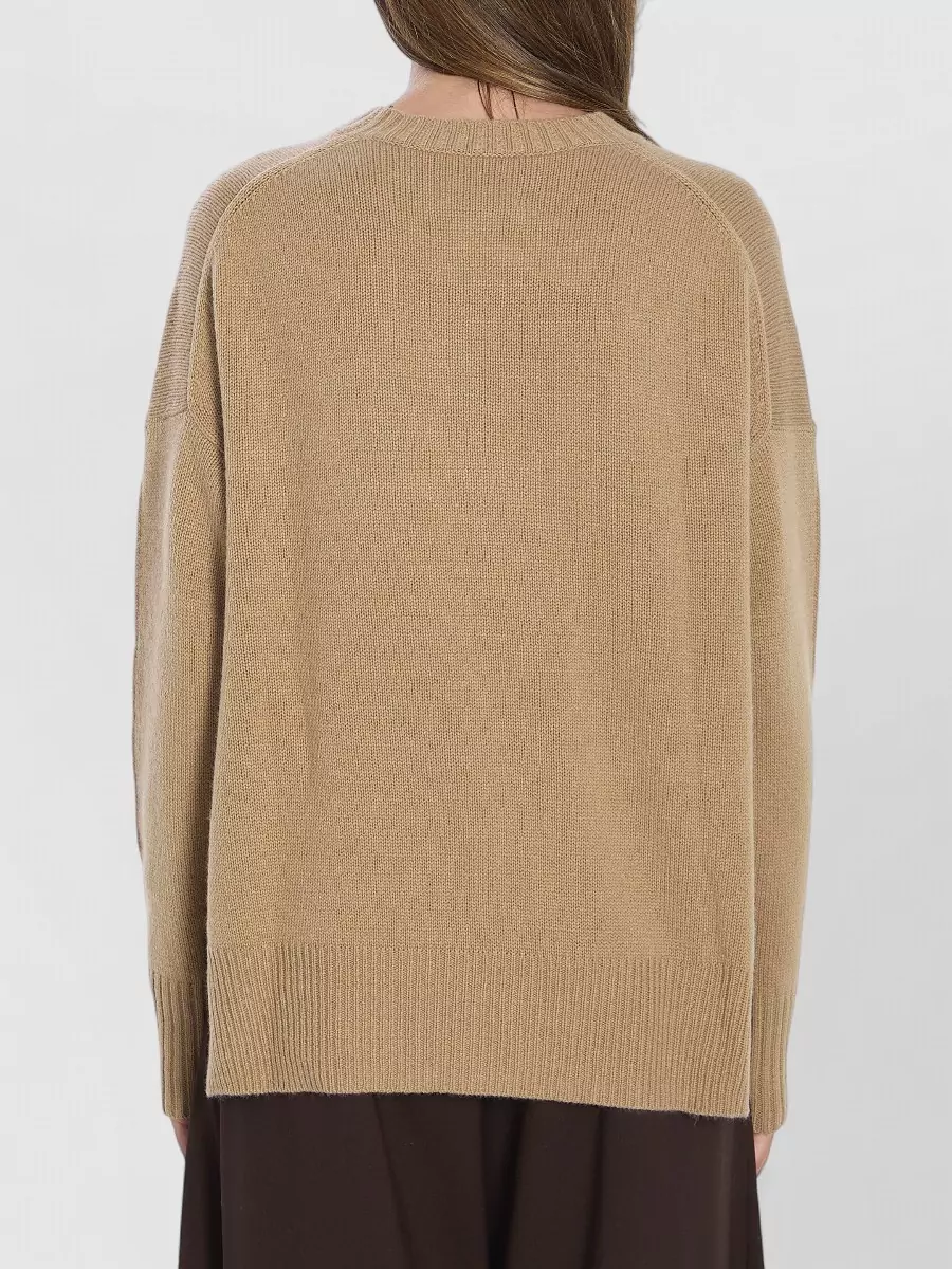 Allude Cashmere Ribbed Crew Neck Relaxed Fit Sweater