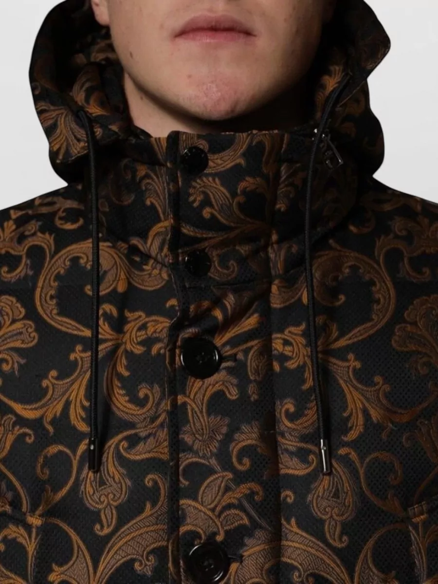 Dolce&Gabbana Floral Jacquard Quilted Hooded Puffer Jacket