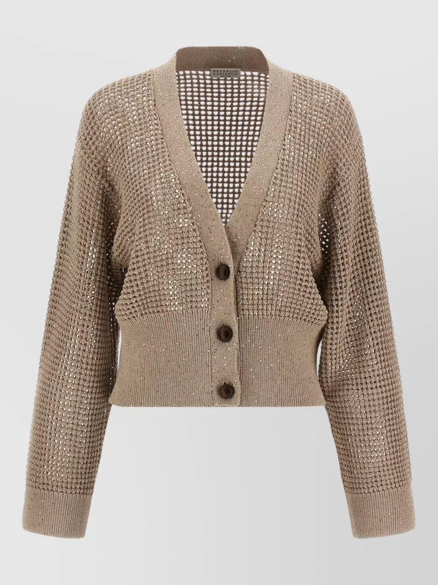 Brunello Cucinelli Sequined v-neck long-sleeve cardigan