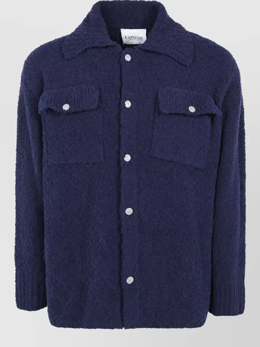 Laneus wool knit boxy-fit overshirt