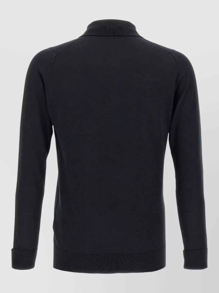 John Smedley Fine-Knit Cotton Long-Sleeve Polo Shirt