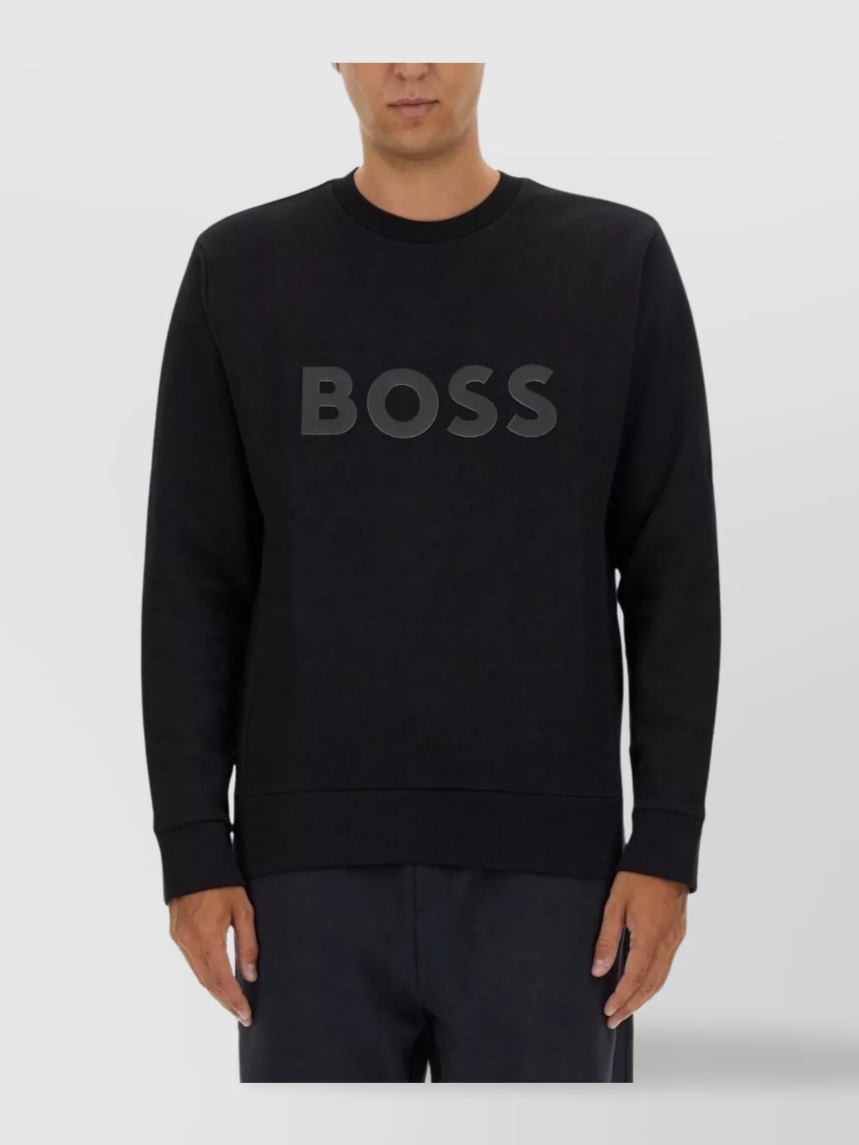 Boss Ribbed Crew Neck Sweatshirt With Regular Fit