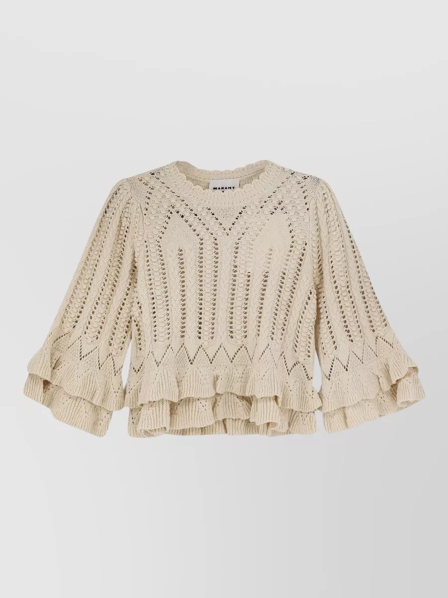 Isabel Marant Etoile Cotton openwork frilled knit top