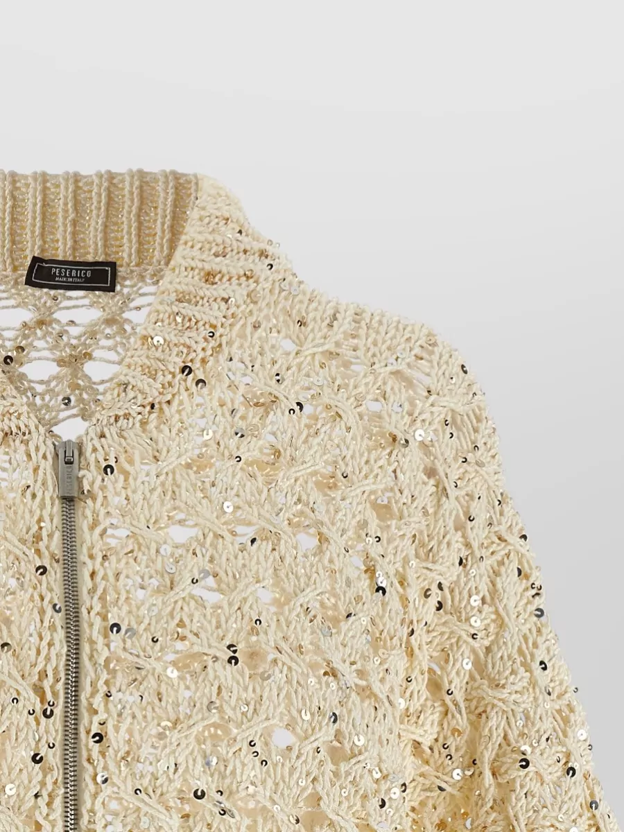 Peserico Cotton Sequin Mesh Cardigan