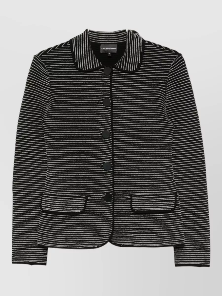 Emporio Armani Ribbed slim-fit striped cardigan