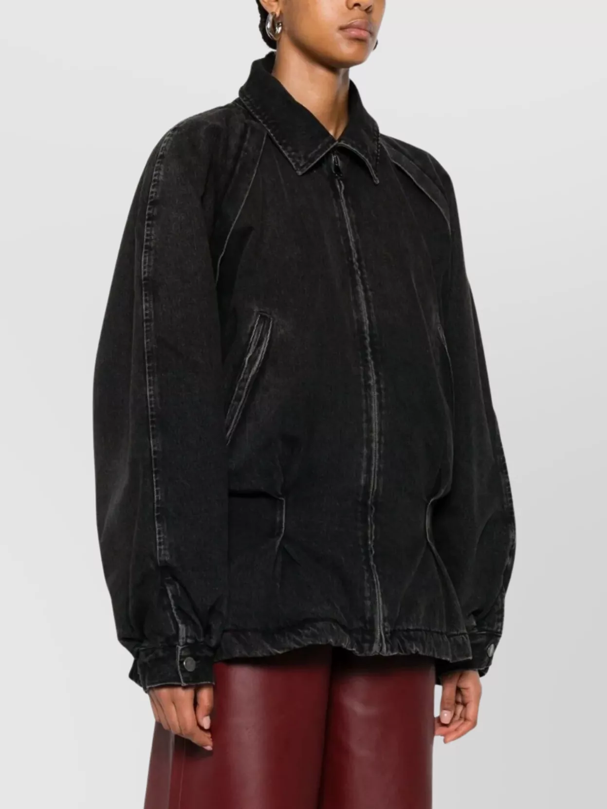 Haikure Zippered Long-sleeved Denim Jacket In Multi