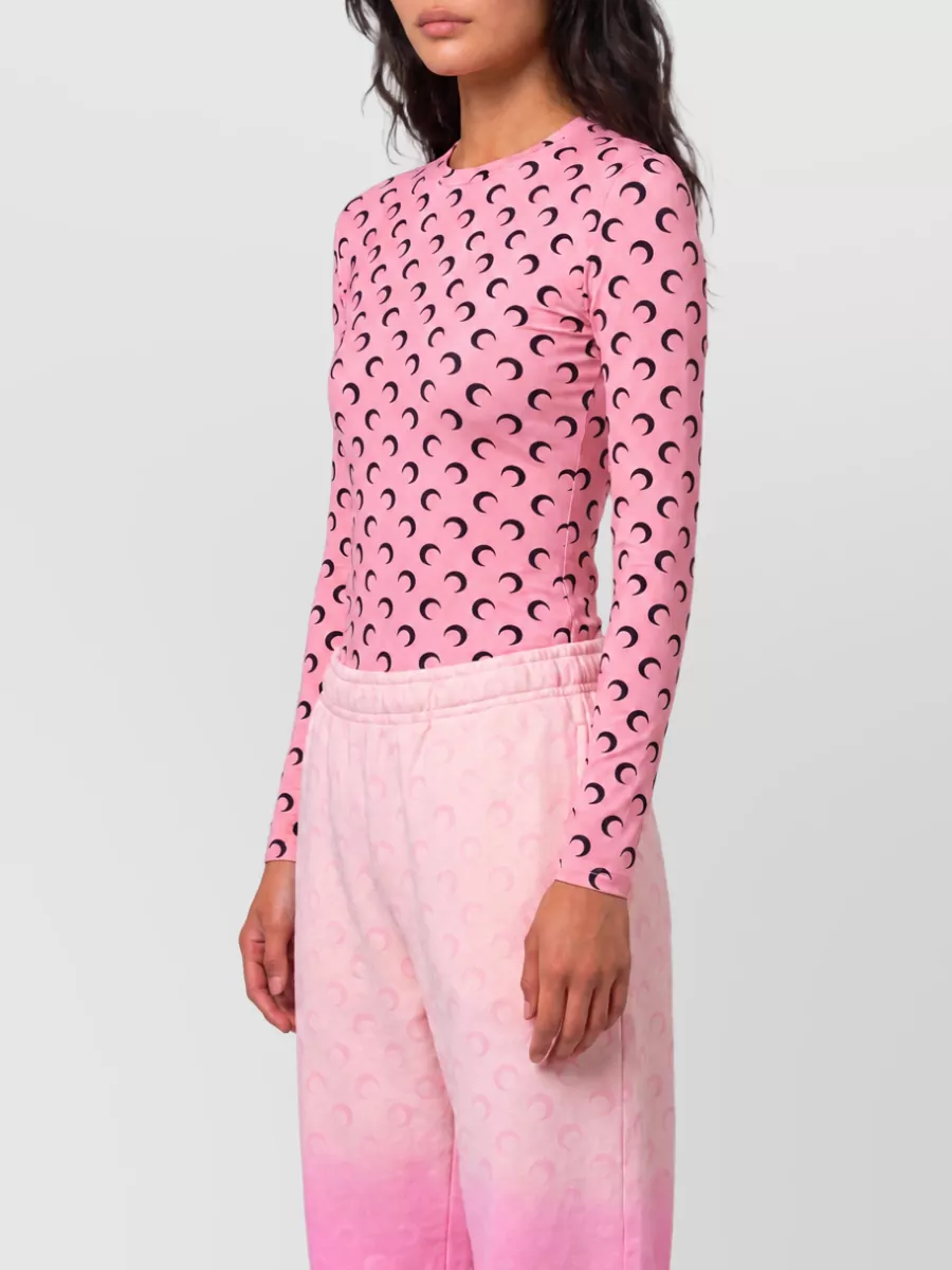Marine Serre Moon Print Long-Sleeve Bodysuit