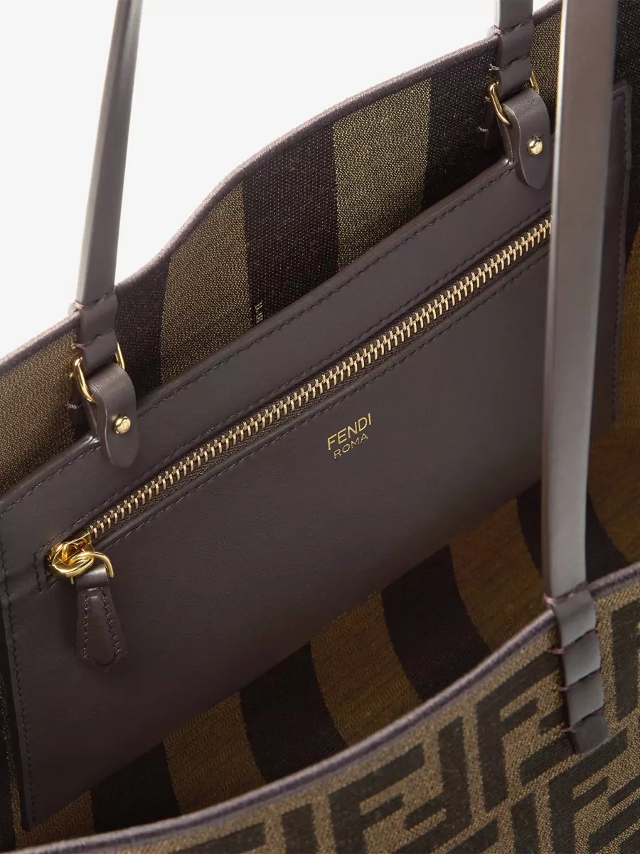 Fendi Medium Fabric Reversible Striped Logo-Print Tote Bag