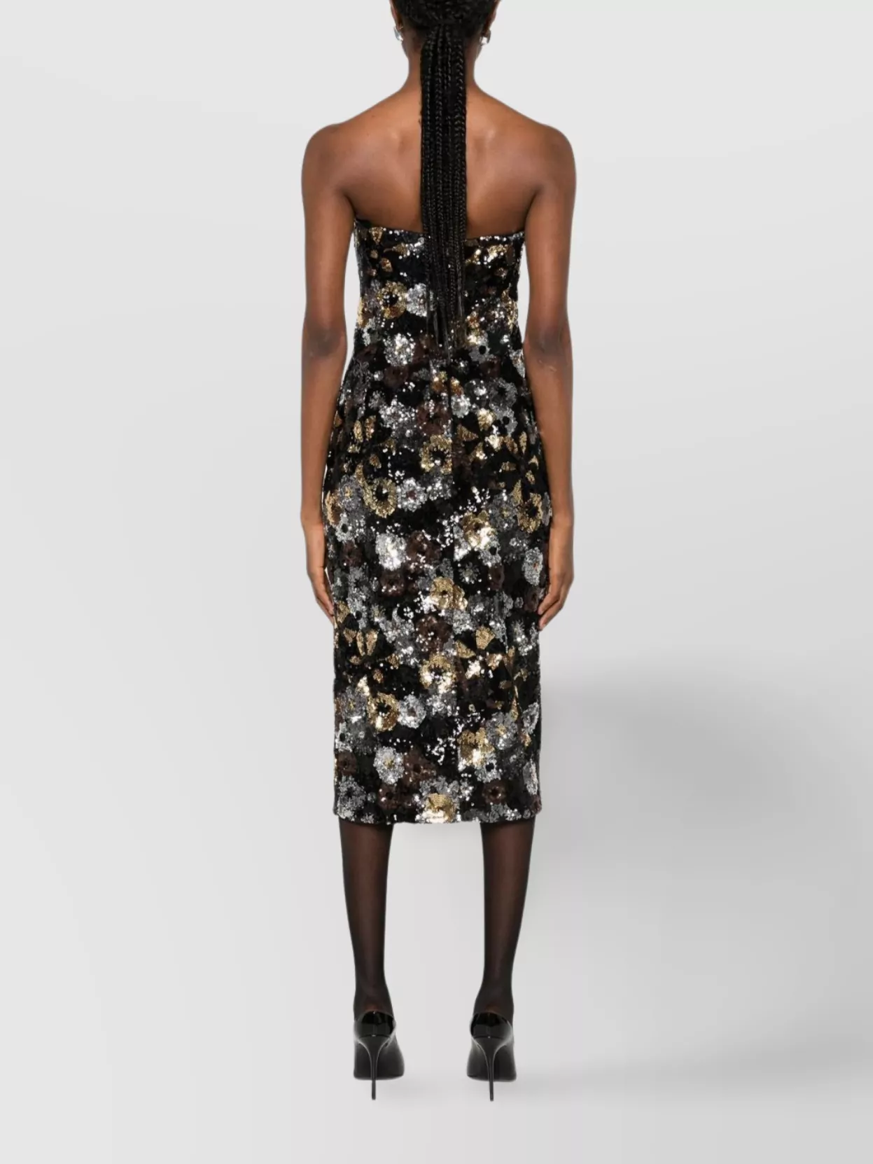 S Max Mara Floral Midi Dress With Slit And Sequins