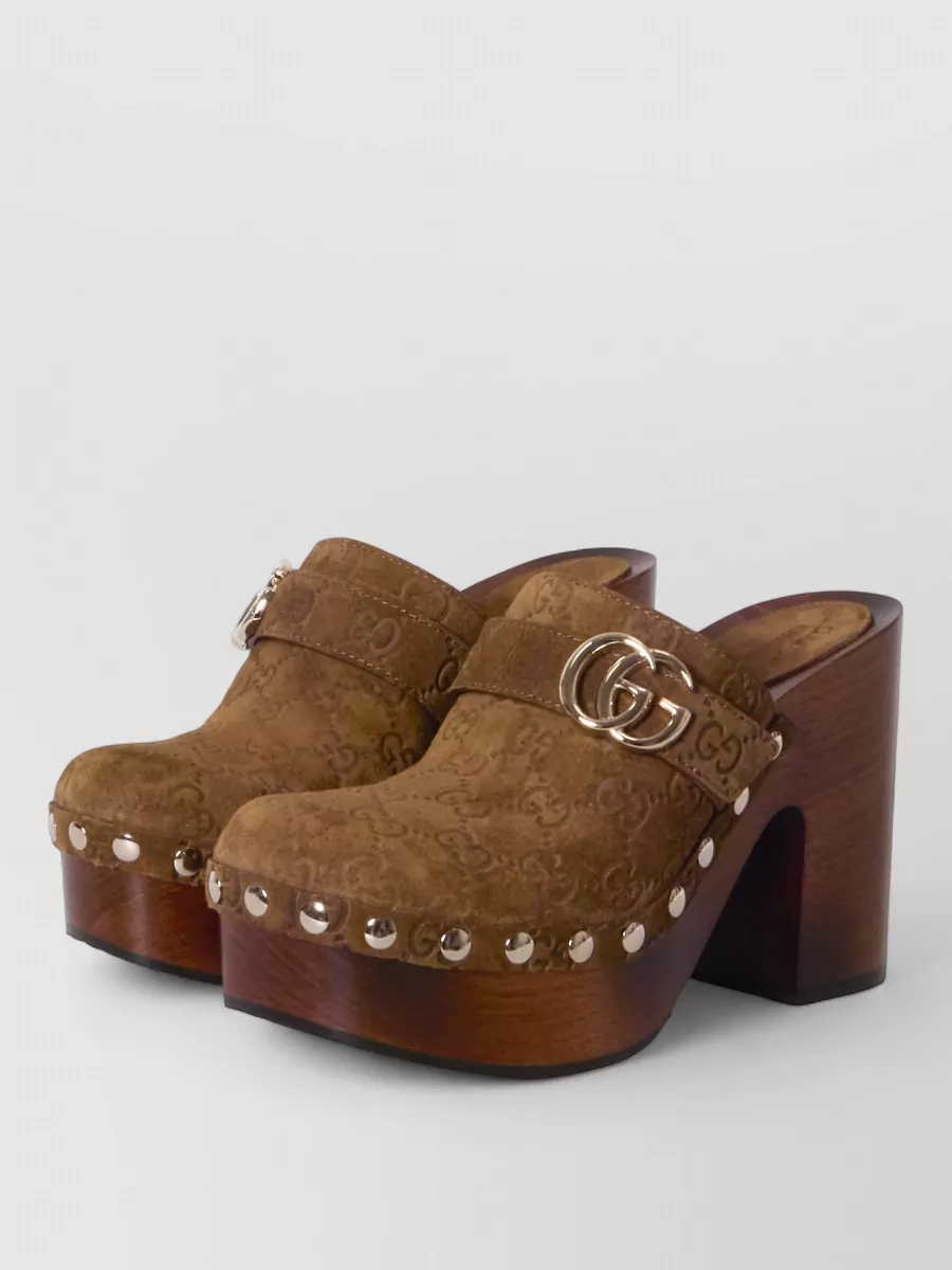 Gucci Leather Platform Clog Mules