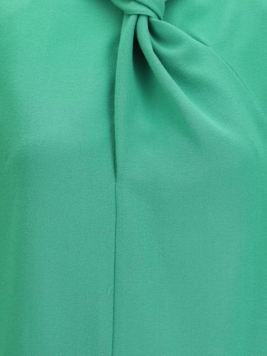 Valentino Wool Knotted High-Neck Long-Sleeve Dress