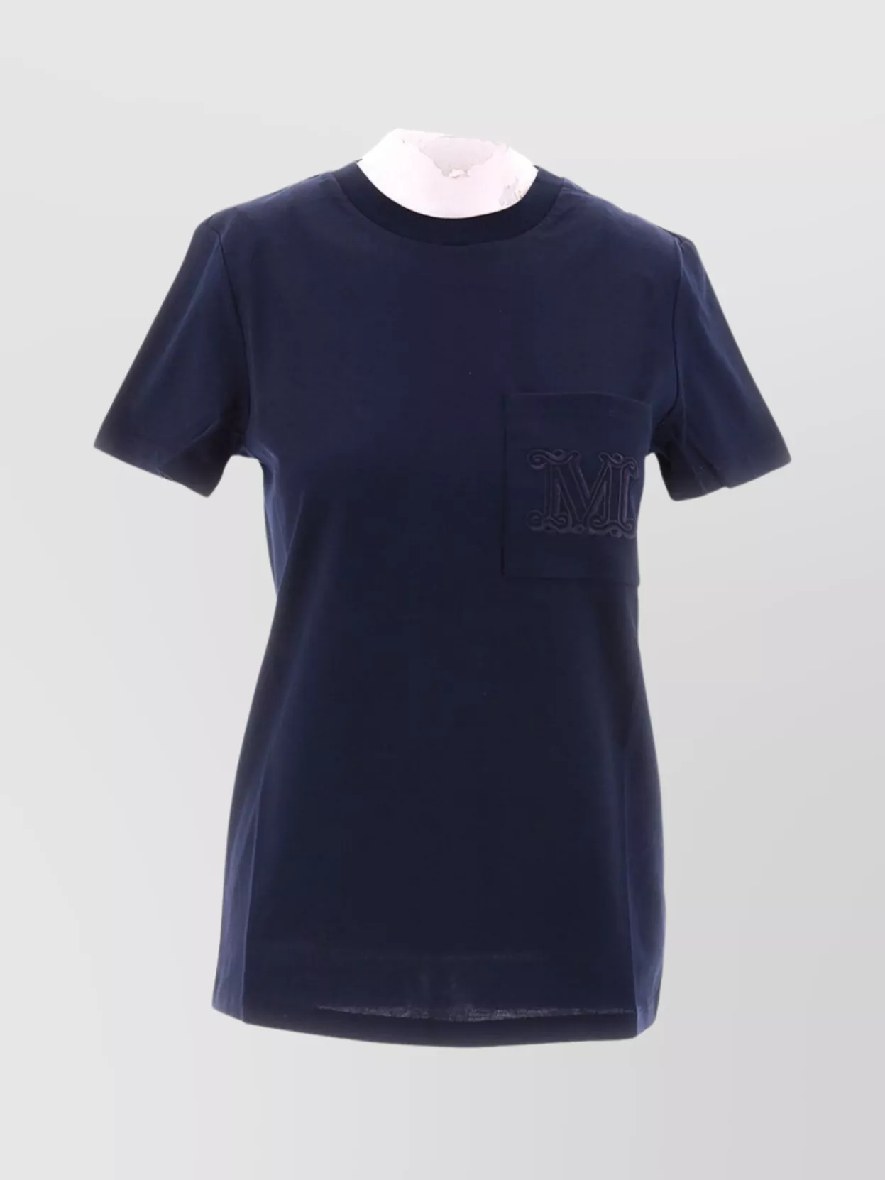 Max Mara Crew Neck Embroidered Monogram Short Sleeves In Blue