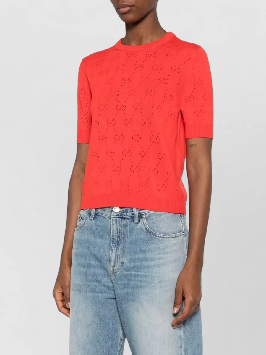 Gucci Silk Knit Short-Sleeve Top