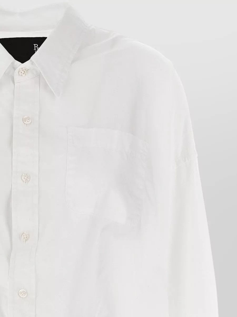 R13 Cotton Crossover Bubble Long-Sleeve Shirt
