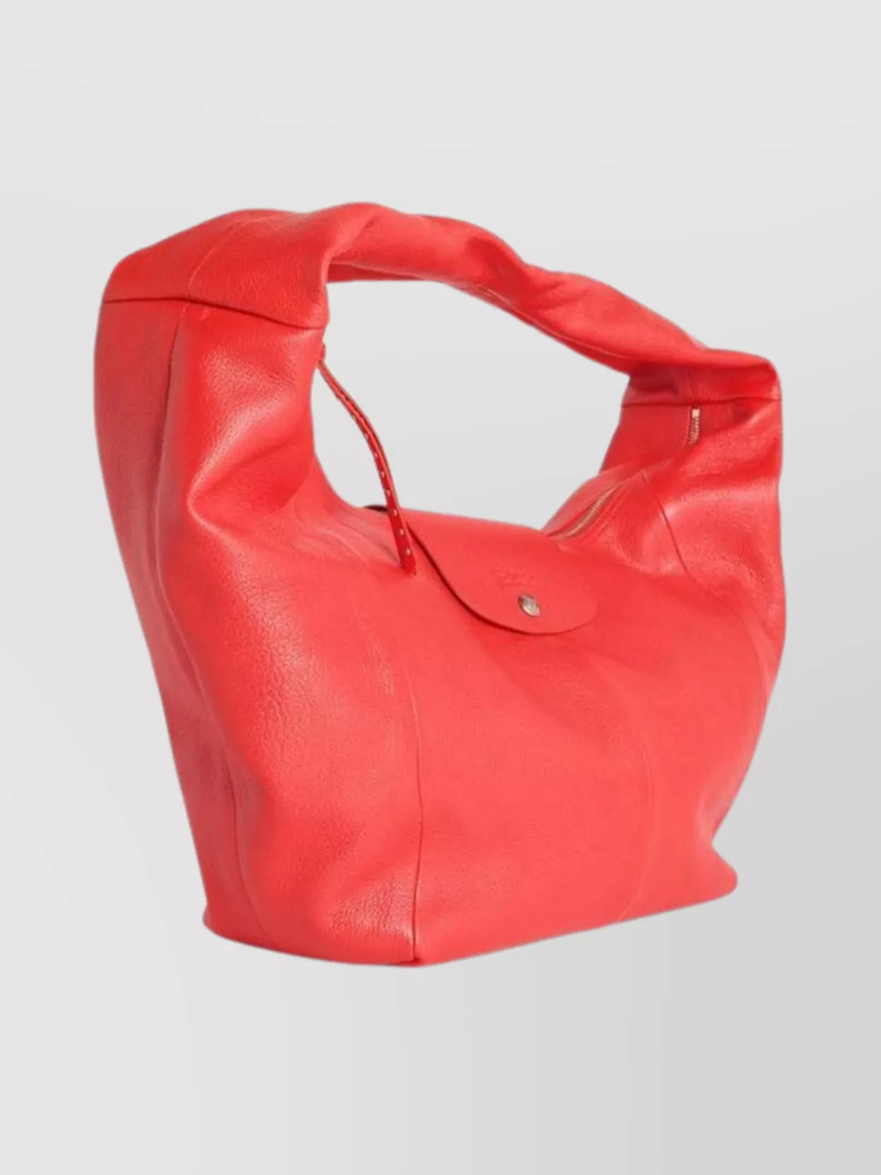 Longchamp Soft Leather Hobo Bag With Top Handle In Red