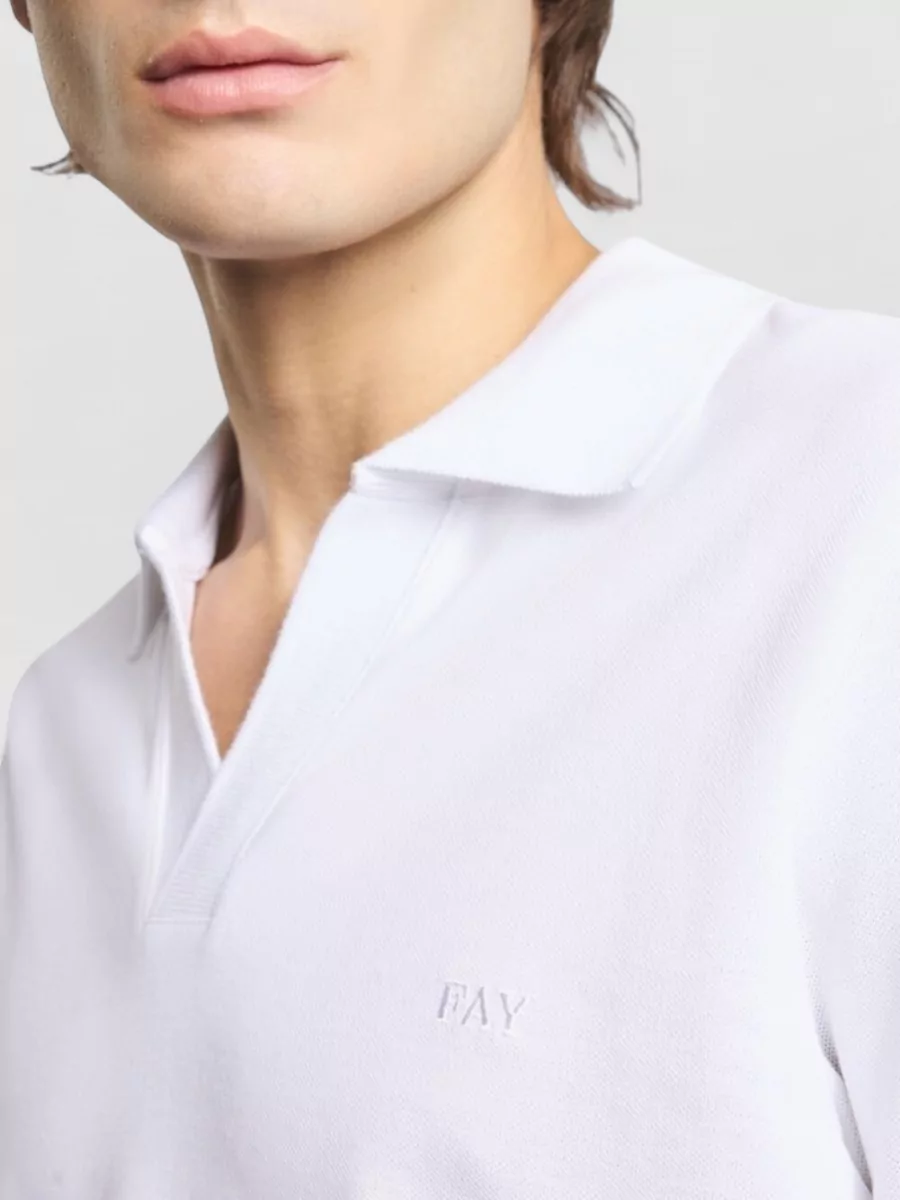 Fay Logo Polo Shirt Ribbed Cuffs Short Sleeves