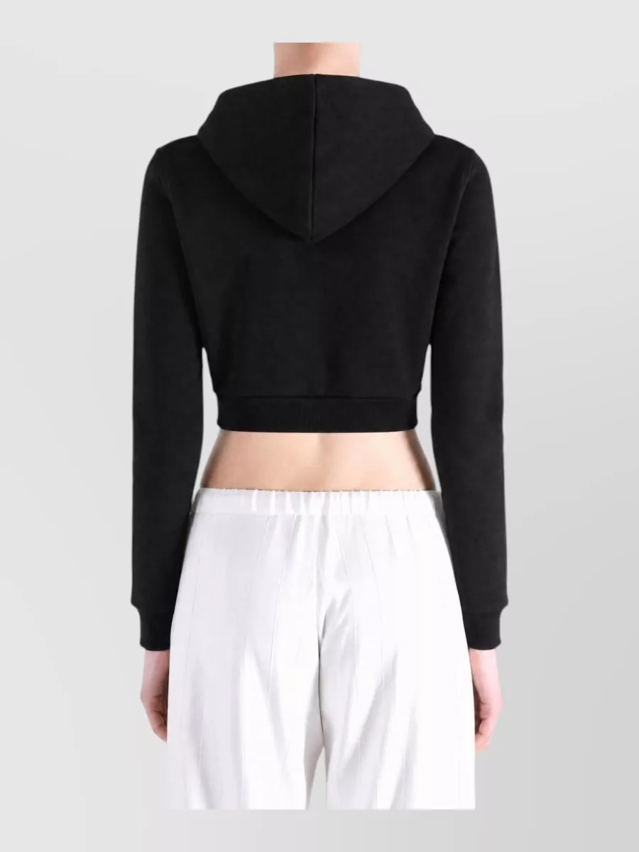 Balenciaga Cotton Logo Print Cropped Hooded Sweatshirt