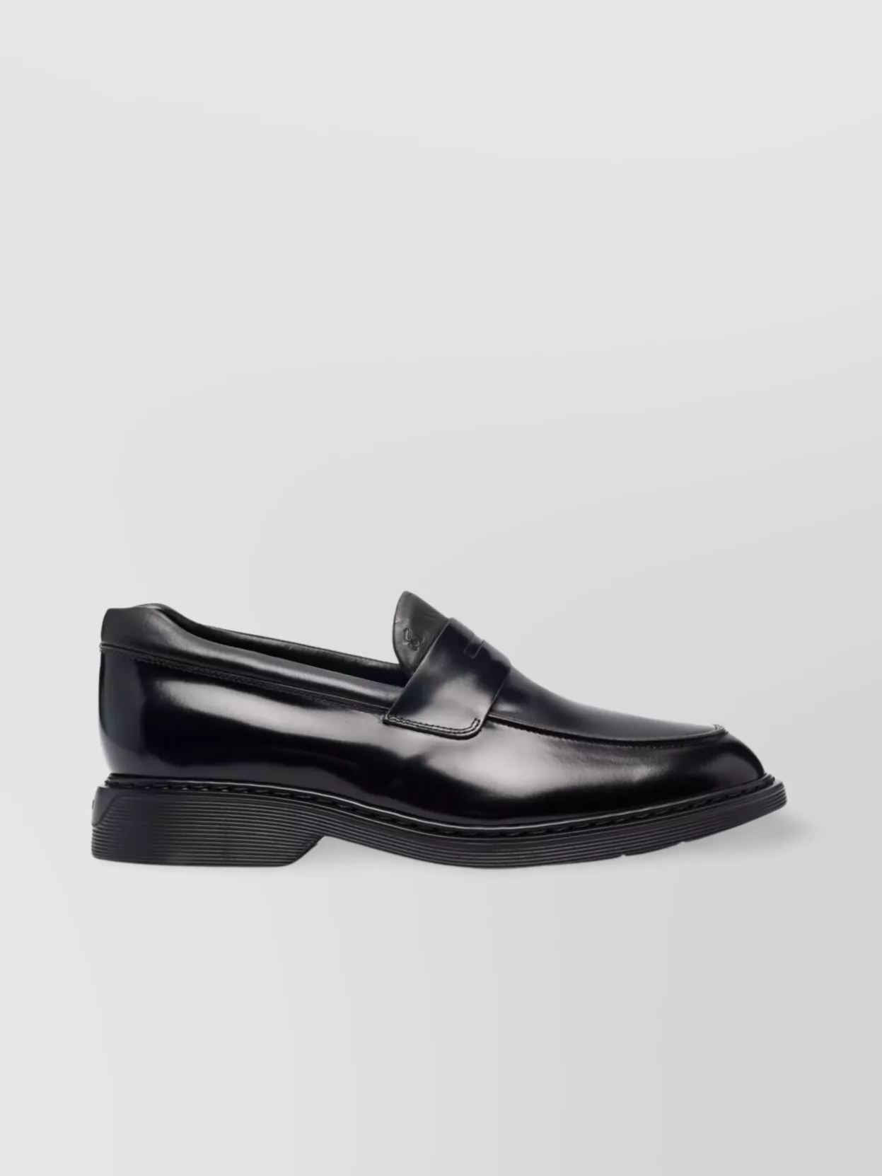 Hogan Round Toe Rubber Sole Loafers