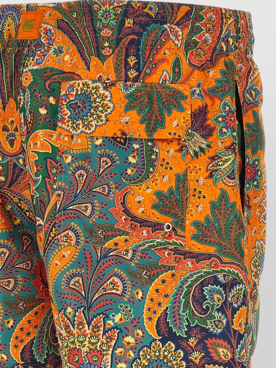 Etro Paisley Pattern Swimsuit Elastic Waistband Pockets