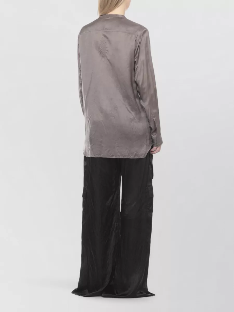 Rick Owens V-Neck Long-Sleeve Shirt