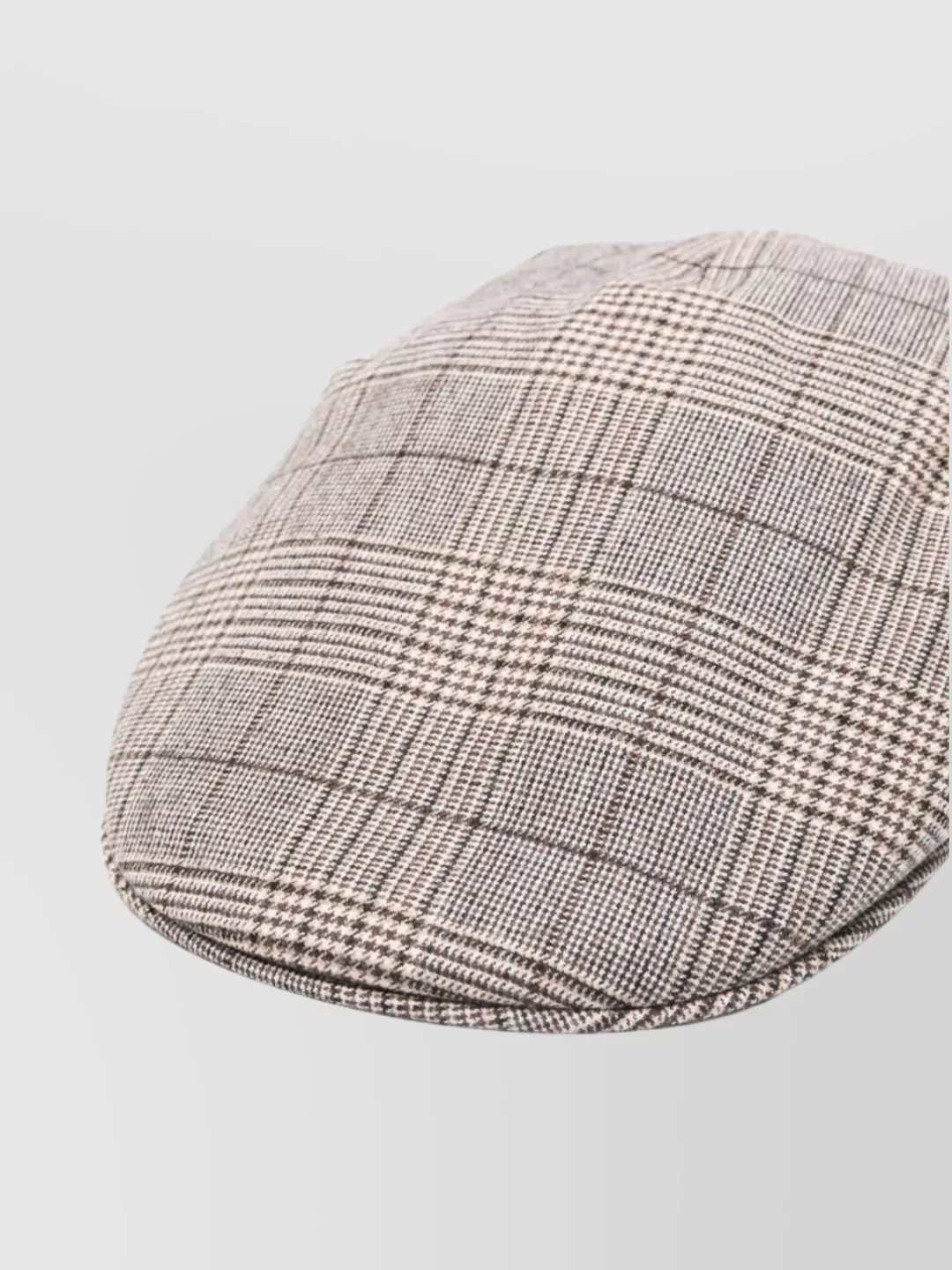 Borsalino Checked Wool Blend Cap With Curved Brim