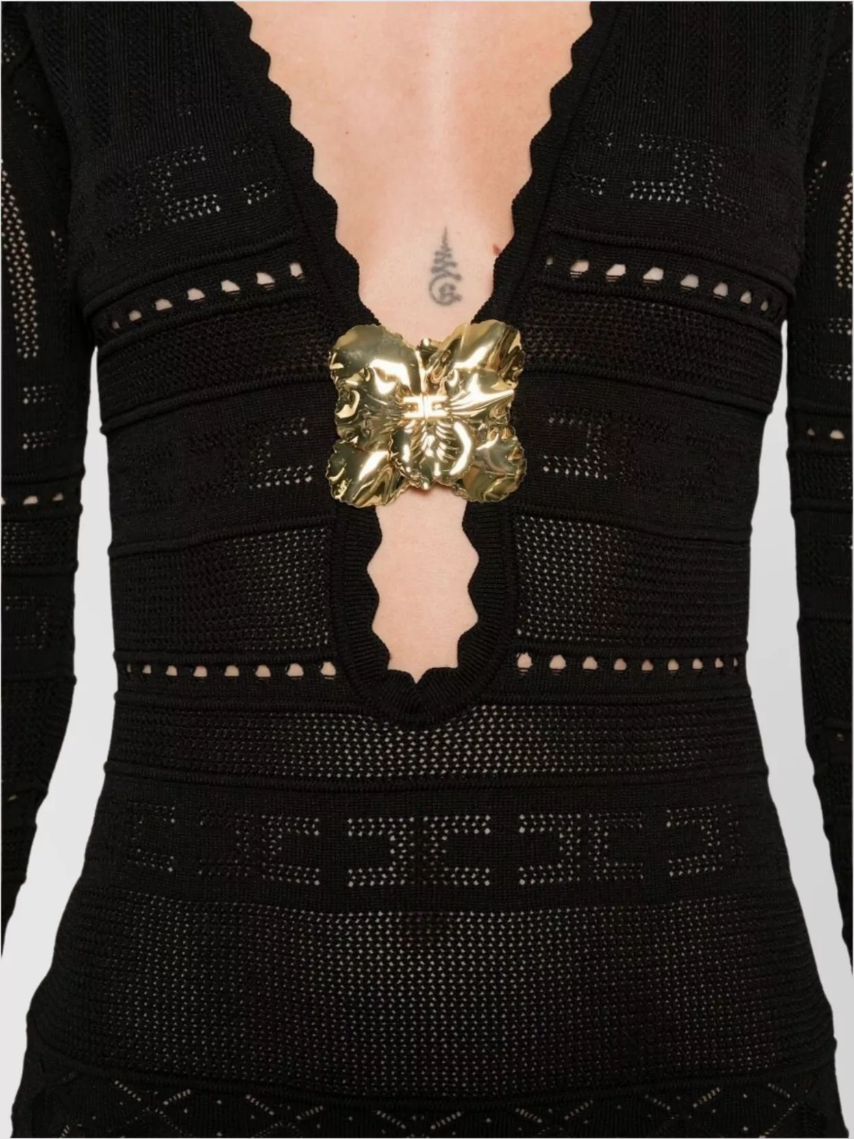 Elisabetta Franchi Mini Dress With Deep V-neckline In Black