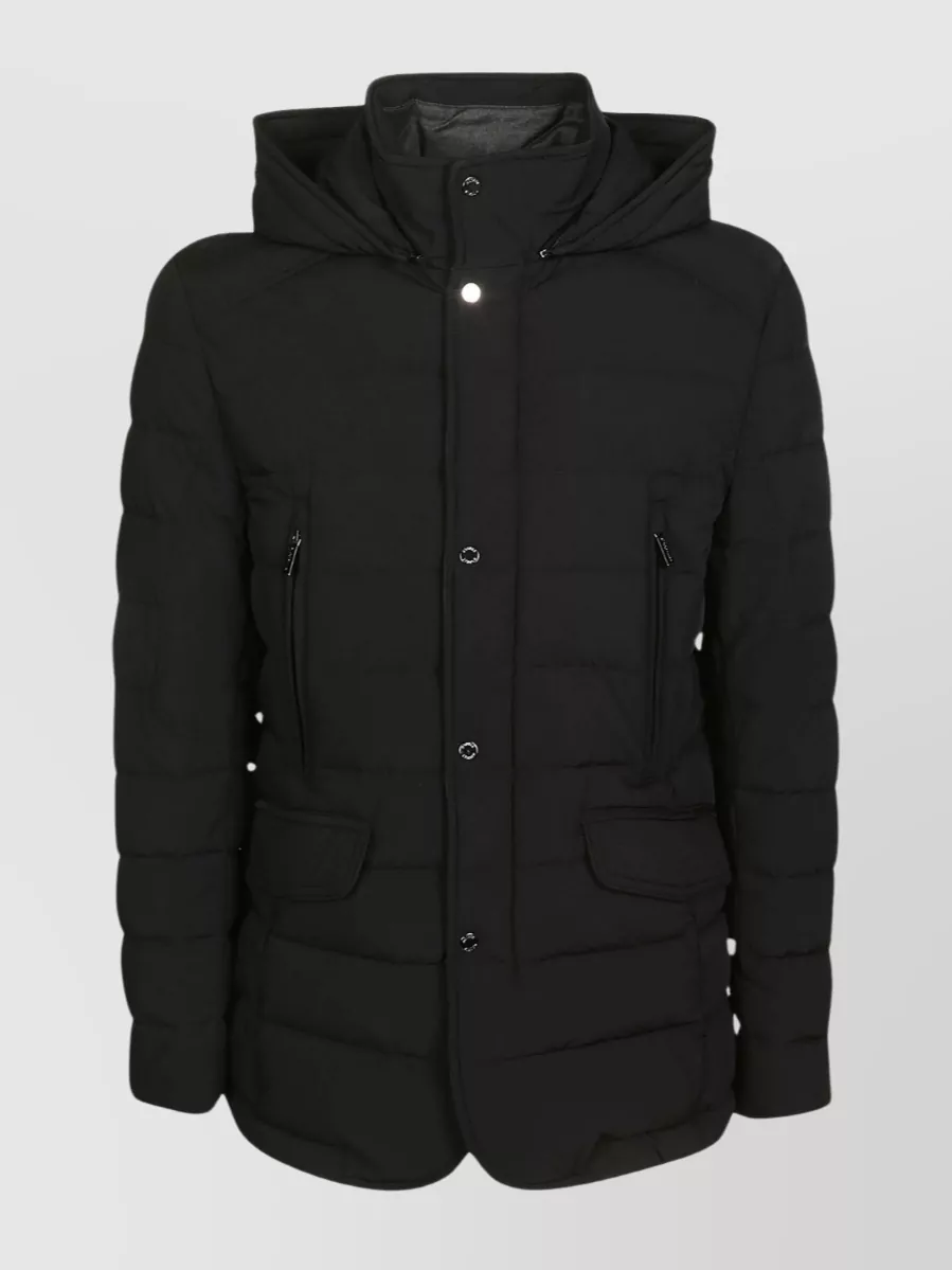 Shop Moorer Quilted Hooded Jacket With Elasticated Cuffs