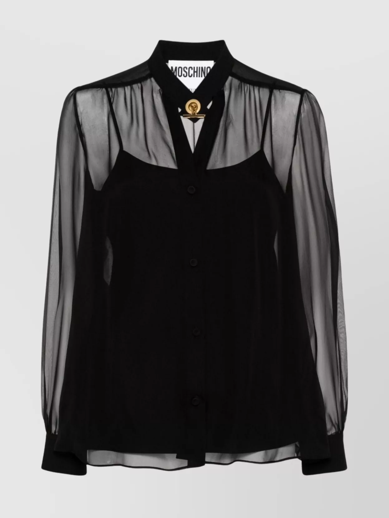 Shop Moschino Transparent Sleeves Sheer Layered Top In Black