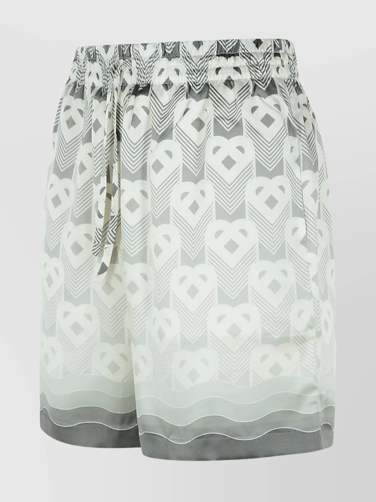Casablanca Silk Bermuda Shorts Geometric Pattern In White
