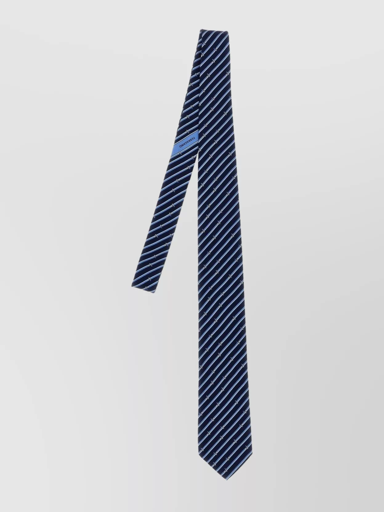 Ferragamo Striped Silk Tie In Blue