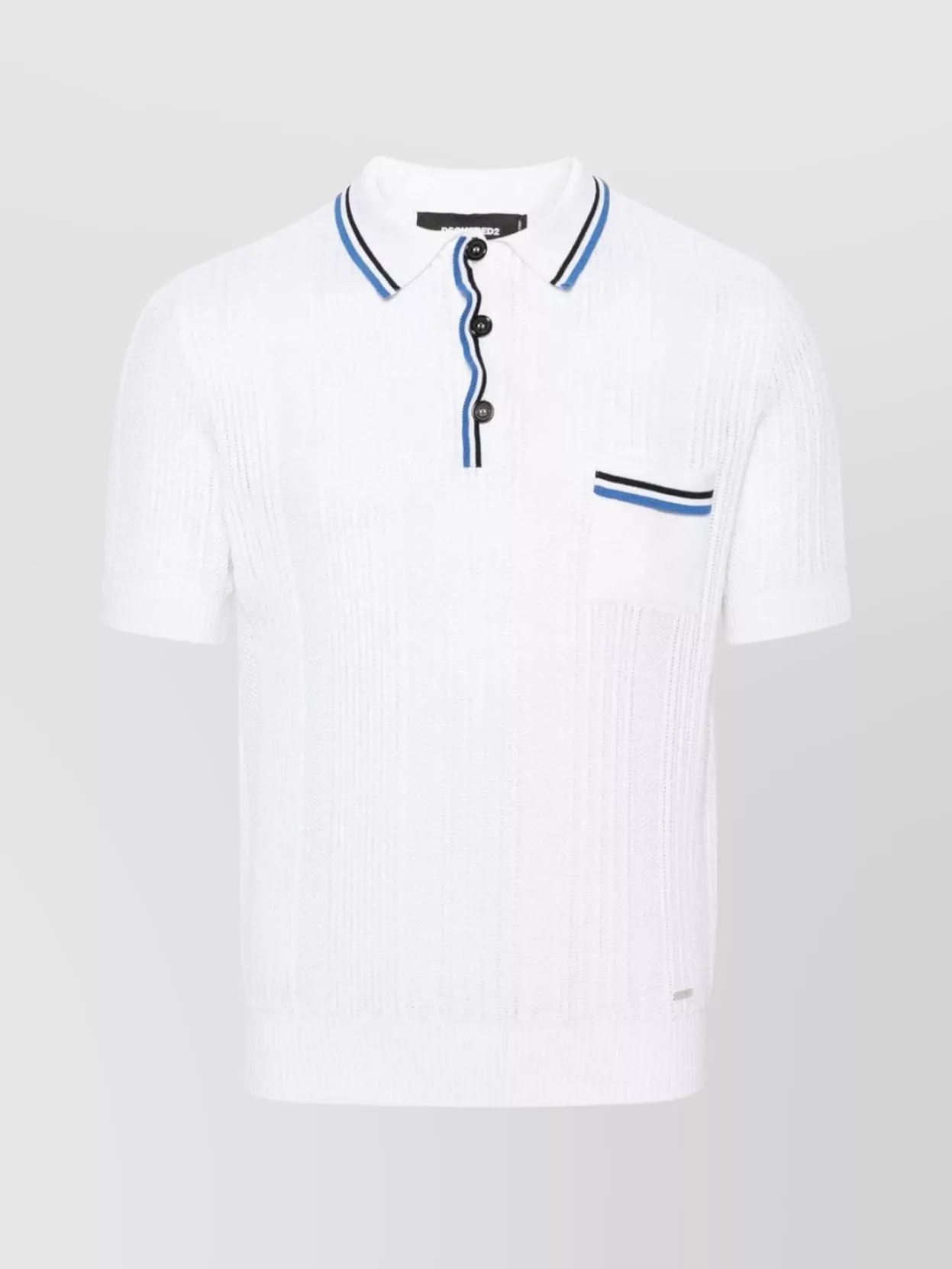Dsquared2 Pocketed Polo With Contrast Trim And Ribbed Texture In White