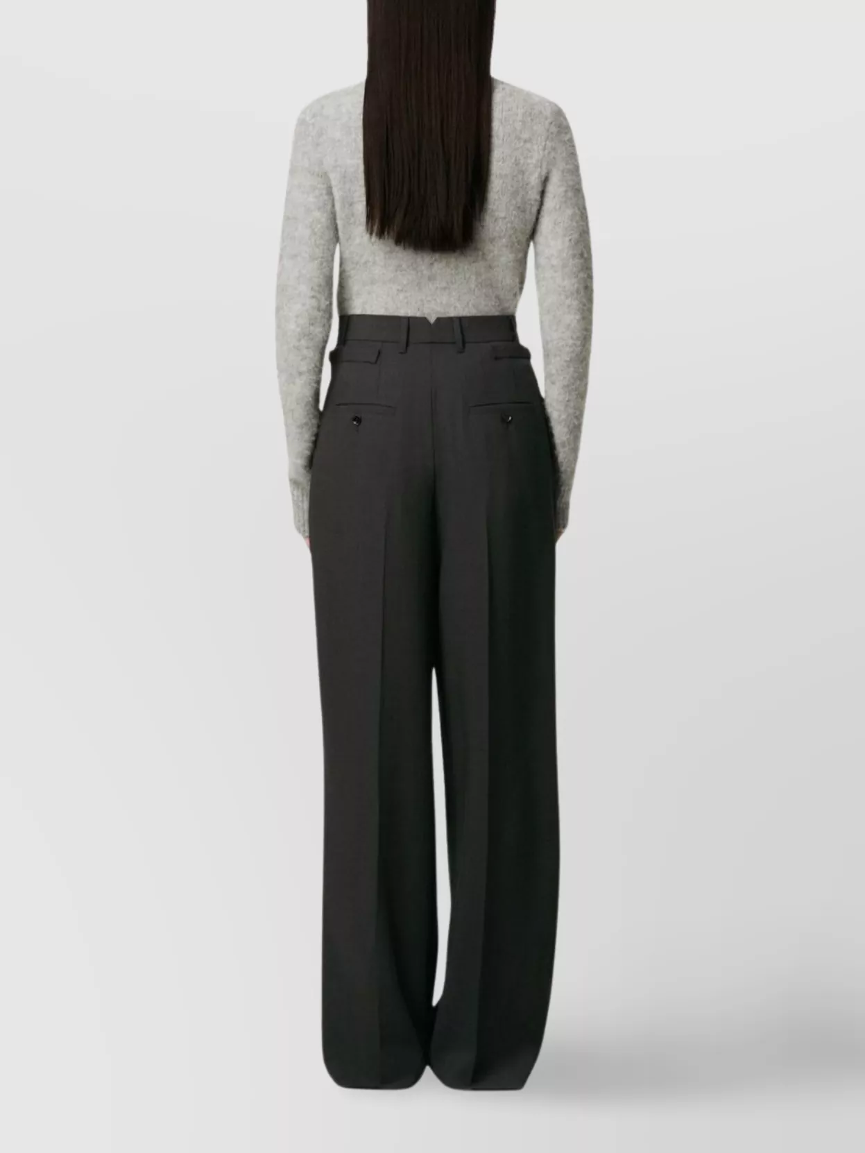 Ami Paris Wide-Leg High-Rise Trousers With Front Pleats